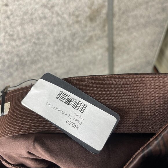 Maniere De Voir Pants Womens US 10 Brown Tiger Print Ruched Stacked Leg Slim Fit - Picture 9 of 11